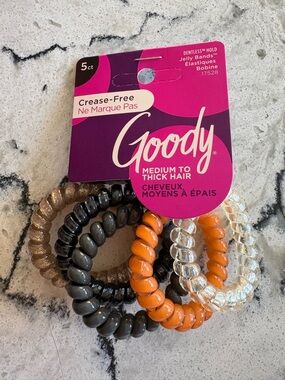 Goody Crease-Free Spiral Hair Bands - Orange, Black, Clear, Bronze
